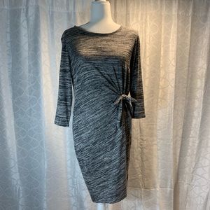 Long Sleeve Gap Dress with Waist Side Knot